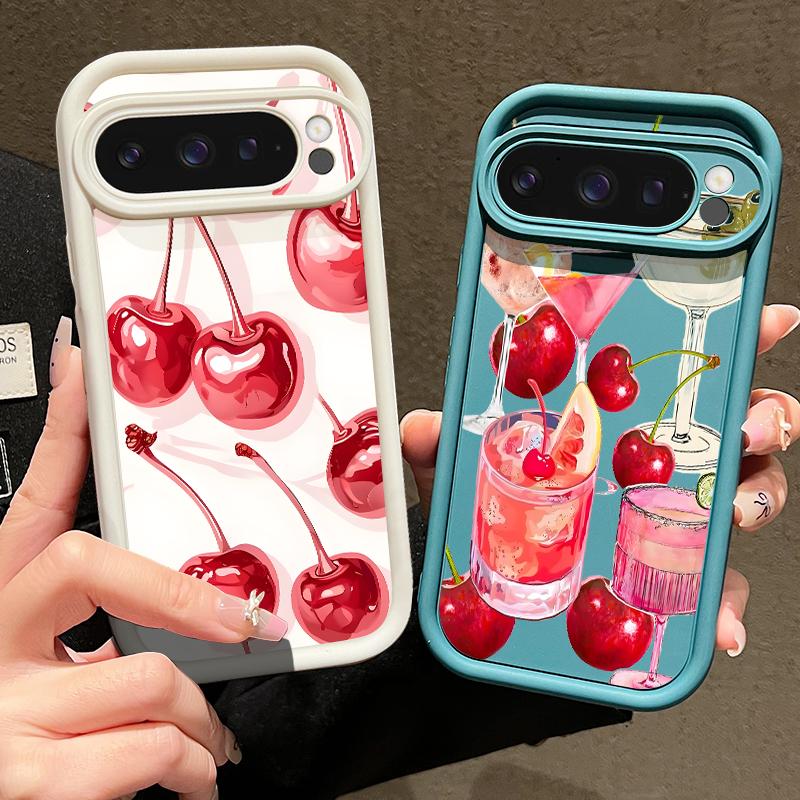 Lovely Cherry Fruits Print Case For Google Pixel 10 Pro XL Shockproof Bumper Soft Silicone Phone Back Cover For Pixel 9A 9 8 7 Pro 8A 7A