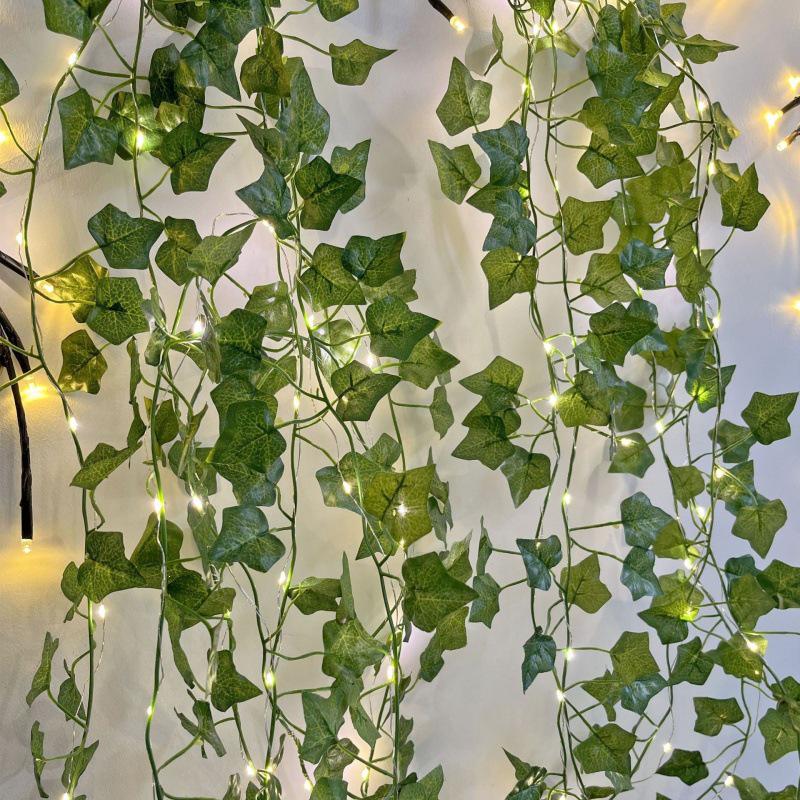 LED Willow Leaf & Cherry Blossom String Lights - Waterproof Decorative Lighting for Bedroom & Outdoor Spaces