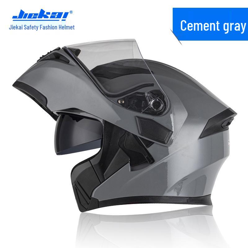 Jiekai Full-Face Flip-Up Motorcycle Helmet for Men & Women - Winter Electric Vehicle Safety Helmet