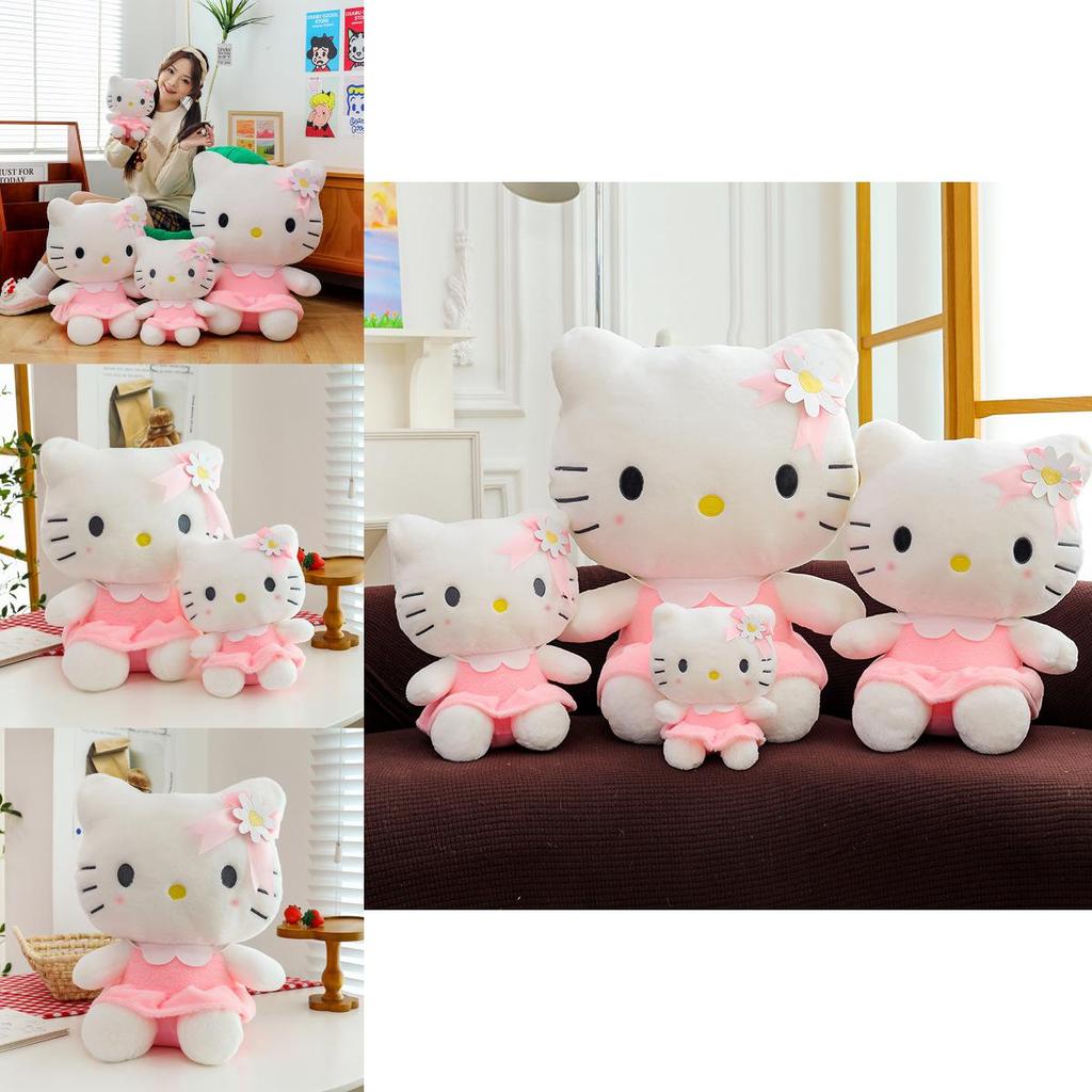 Adorable Flower Kt Cat Plush Toy Big Hello Kitty Doll With Soft Pp Cotton Filling