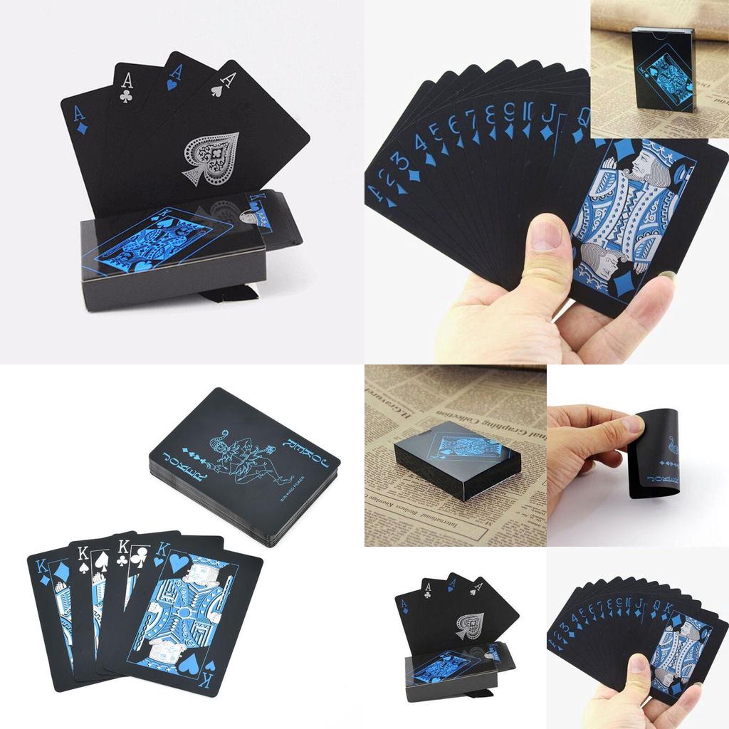 Premium Quality Black Plastic Poker Playing Cards Waterproof Magic Game Set