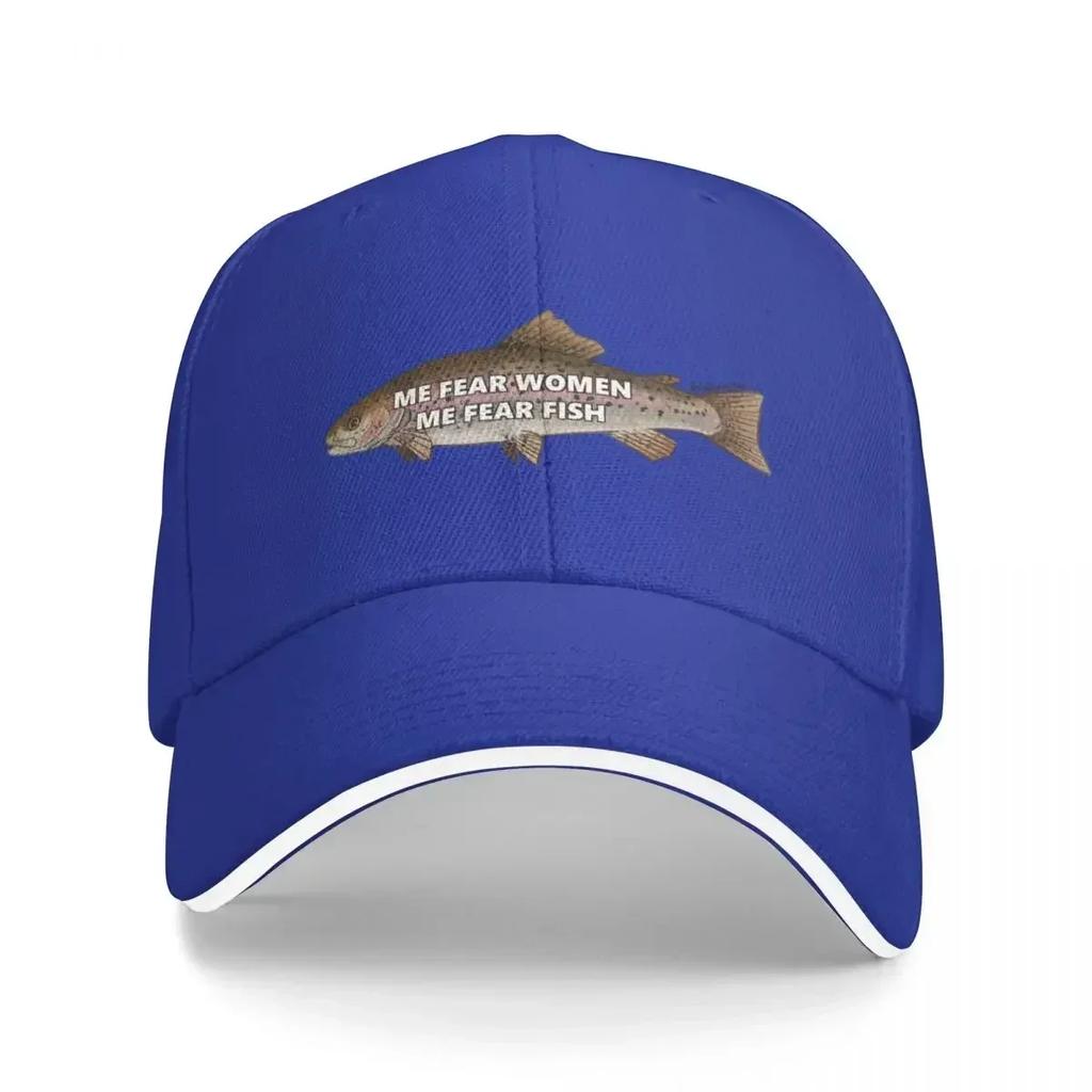me fear Women me fear fish Baseball Cap Hat Luxury Brand cute Custom Cap Womens Hats For The Sun Unisexs