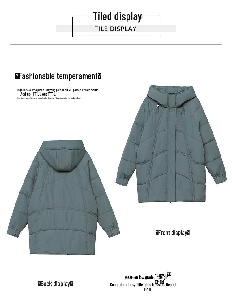 Women's Mid-Length Down Cotton Coat 2023: Hot Style, New Plus Size, Thick, Fashionable, Loose, Warm Cotton-Padded Jacket