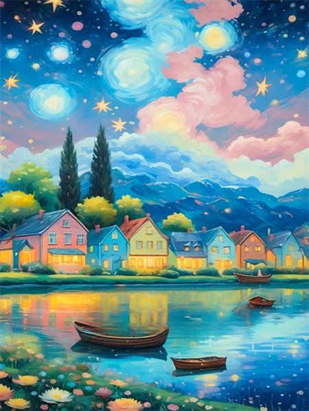 5D Diamond Painting House River Full Square Round Embroidery Fantasy Landscape Mosaic Home Decor