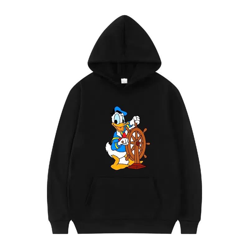 Disney Donald Duck Muster Damen Fleece Sportlich Locker Grau Herbst Oberteile Kleidung Pullover Damen Günstig Y2k Hoodies Herren Sweatshirts