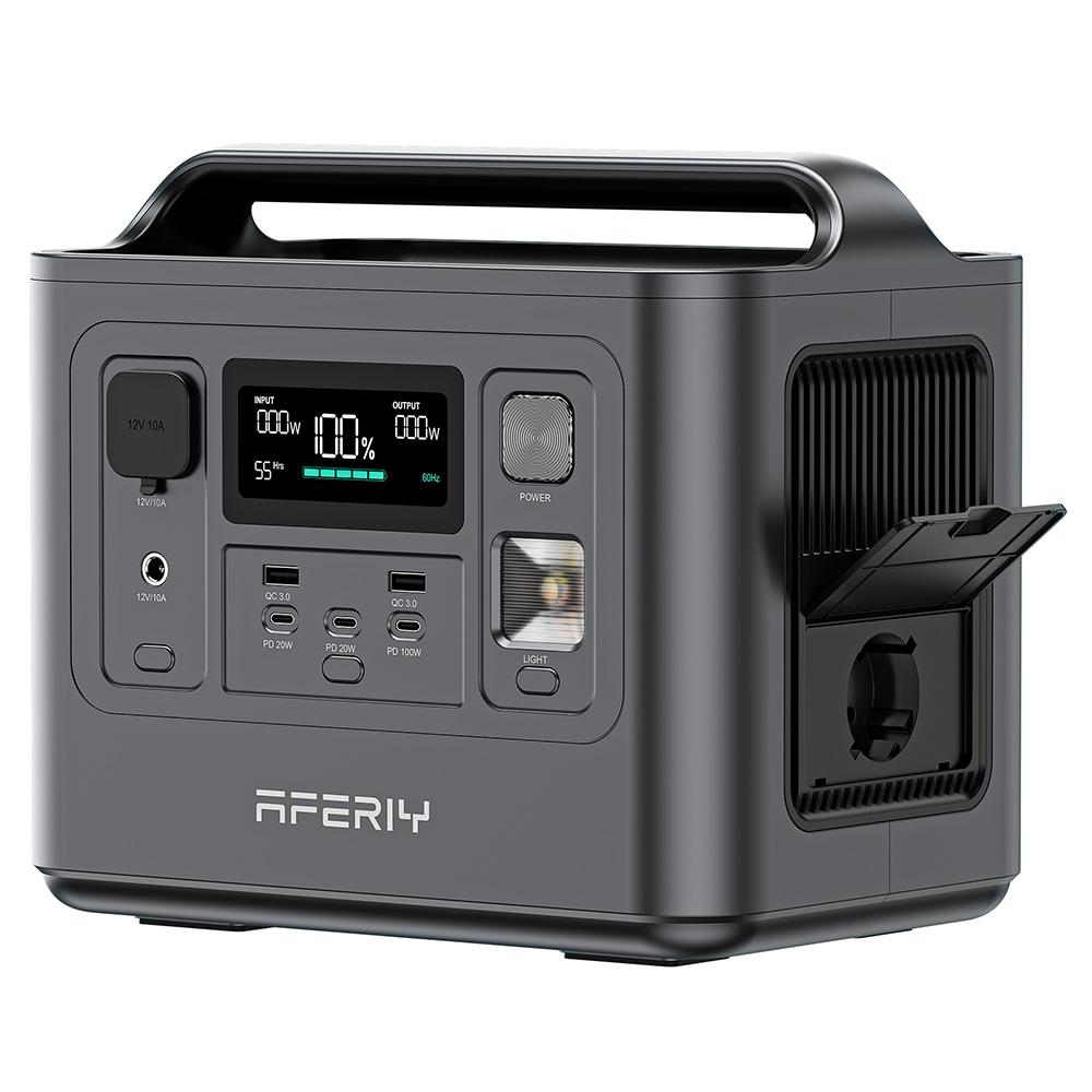 AFERIY P010 Przenośna stacja zasilania, 800W 512Wh Generator zewnętrzny, 8 wyjść, Pełne ładowanie 1,5H, Bateria LiFePO₄ 3500+ cykli - Wtyczka EU