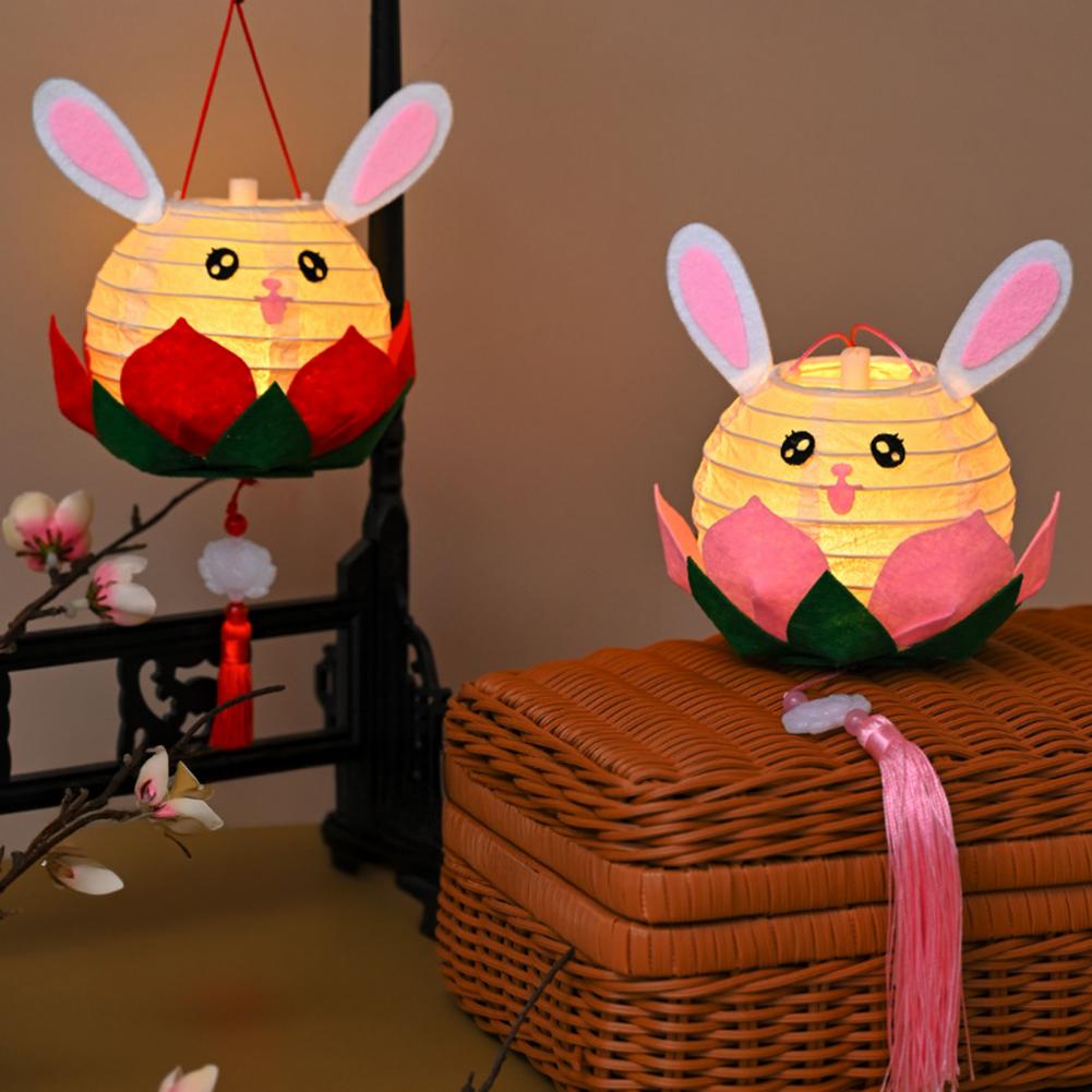 Rabbit Lantern Children Lantern Craft Handmade Led Rabbit Festival Lanterns Kit for Mid-autumn Parent-child Crafts Traditional