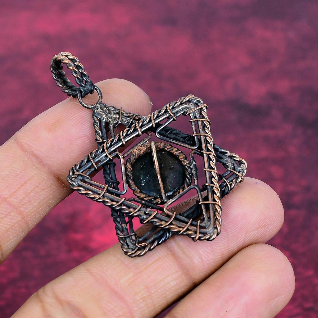 Labradorite Pendant Gemstone Star Jewelry Handmade Copper Wire Wrapped Pendant