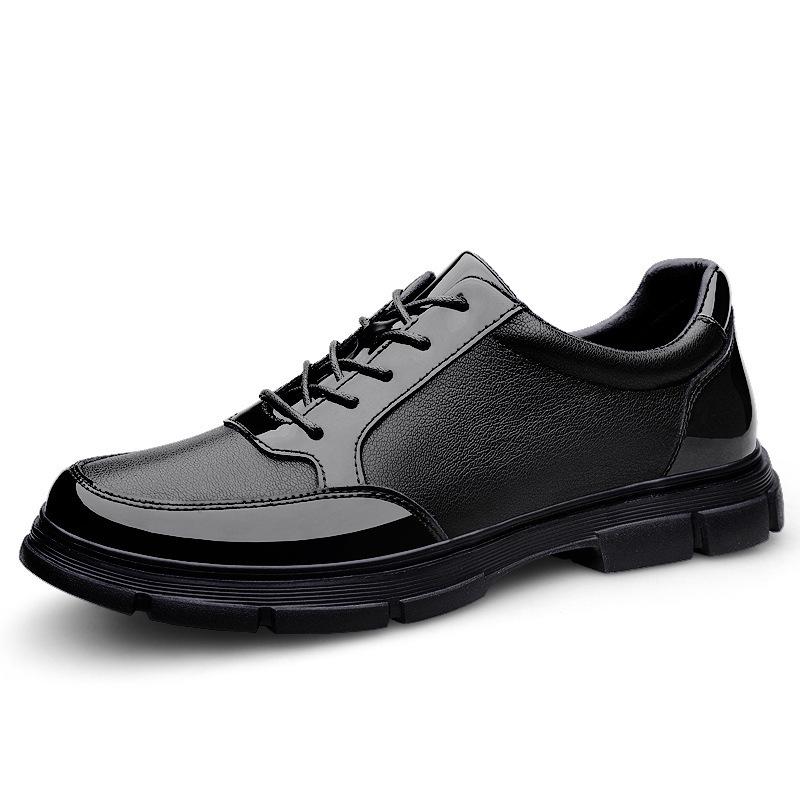 Men's Cross-Border Cowhide Lace-Up Thick Sole Formal Leather Shoes - Large Size Casual Spring/Autumn Footwear