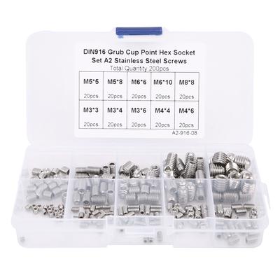 200pcs Stainless Steel Cup Point Hex Socket Grub Screw for Precise Instrument M3M4M5M6M8