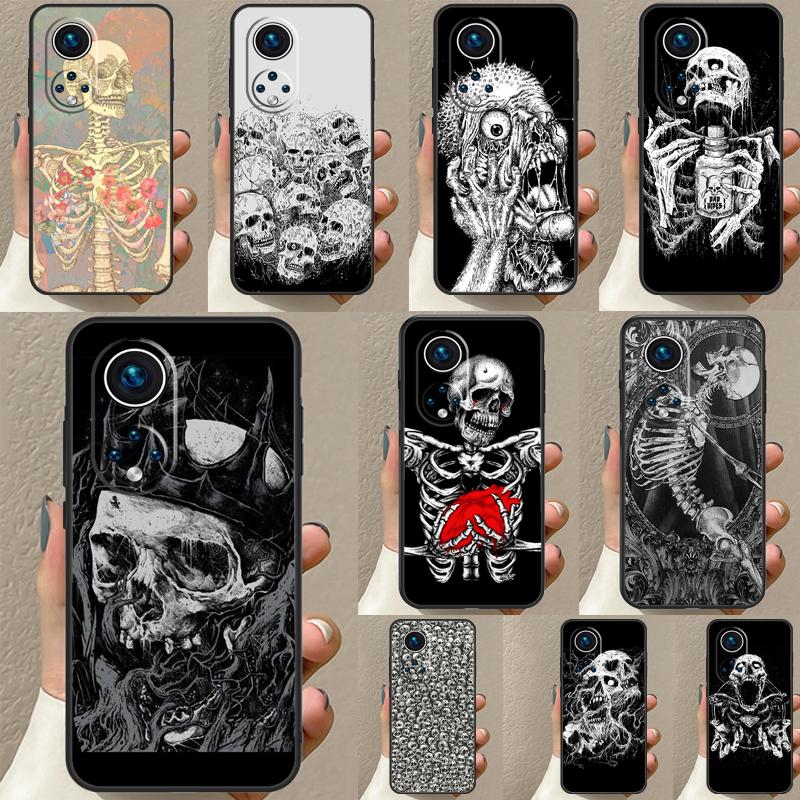 Gothic Fashion Skull For Huawei P20 P30 P40 P60 Pro P Smart Nova 9 5T Honor 70 90 50 Magic5 Lite X7a X9a X8a Case