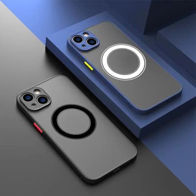 Magnetinis Matinis Skaidrus Šarvuotas Atsparus Smūgiams Dėklas iPhone 16E 16 15 14 13 11 12 16 Pro Max Plus Magsafe Belaidžio Įkrovimo Dangtelis