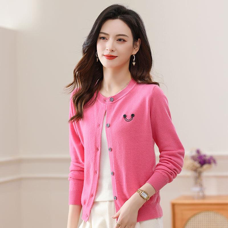 Caiyang Women's 100% Wool Loose Cardigan