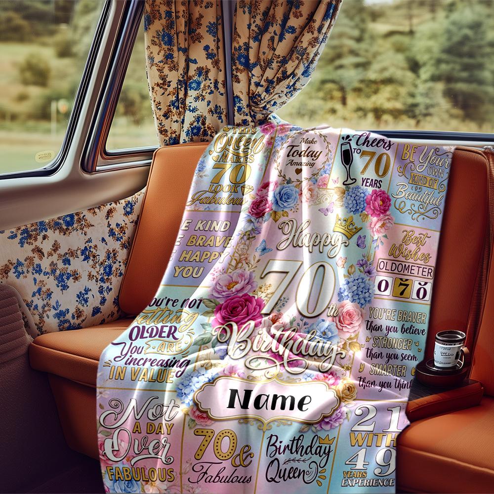 70Th Birthday Celebration Blanket Durable Comfort For Sofa Couch Office Bed Picnics Ideal For All Seasons Stylish Decor Perfect Gift For Relatives And