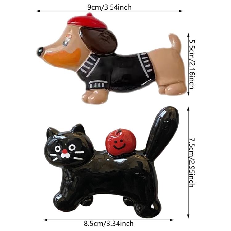 Resins Cartoon Dachshund Cats Shape Fridge Magnets Home Decors Refrigerator Sticker for Kitchen or Office Space Ornament