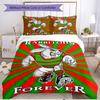 3-teiliges Bettbezug-Set (1 * Bettbezug + 2 * Kissenbezug, ohne Kern), South Sydney Rabbitohs Druck Weiches Ganzjahres-Bettwäscheset, Heimschlafzimmer-Dekoration Geschenk