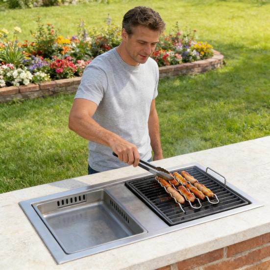 BBQ Sausage Roller Rack Hands-Free Rolling Grill Rack Even Cooking Grill Accessory for BBQ Camping Tailgating Outdoor Use