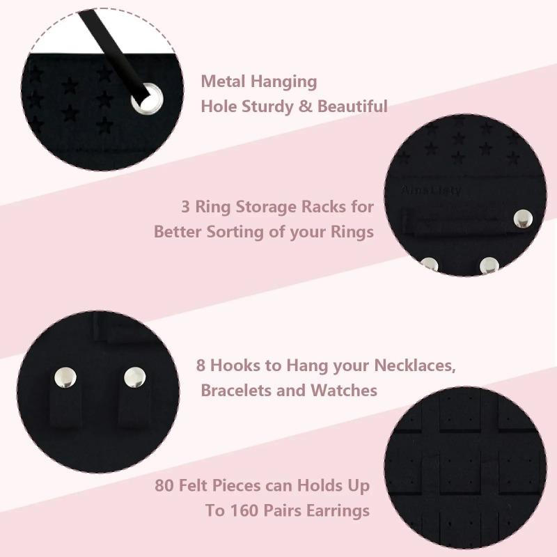 Felt Earrings Storage Hanging Bag Wall Hanging Jewelry Display Shelf Necklace Ring Earrings Storage Bag Jewellery Organizer