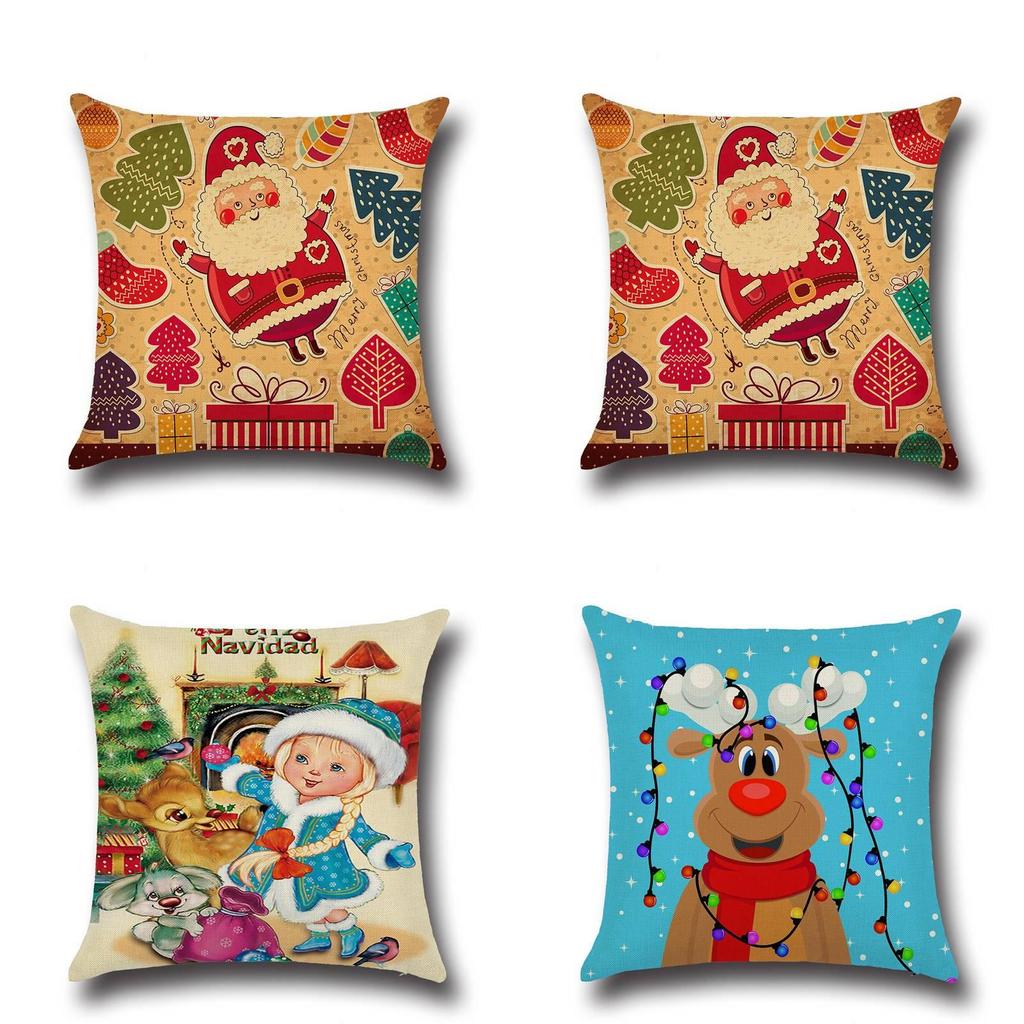 Christmas Cartoon Printed Cushion Cover Ultra Soft For Home Office Sofa Decor Gift