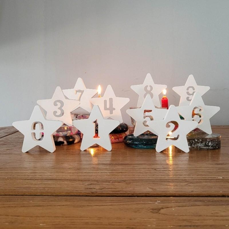 Hollow Number Silicone Molds Star Shape Castings Mould Epoxys Resin Mould DIY Baking Molds Candle Molds Home Decorations