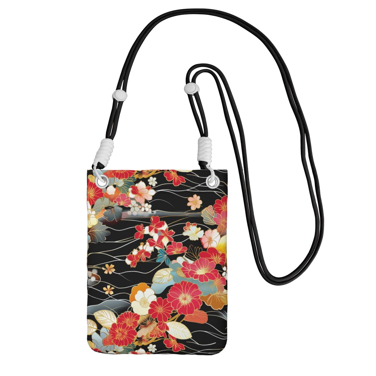 

IRIHISKY Smartphone Pouch, Japanese Style, Floral Print, Cherry Blossom Design, Mini Shoulder Bag, Smartphone Bag, Crossbody Bag, Women s Gadget