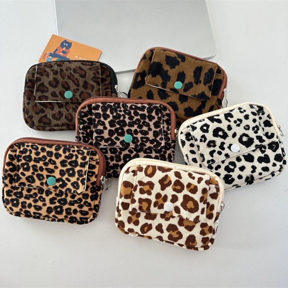 Polka Dot Corduroy Printed Storage Bag Leopard Print Small Cosmetic Bag Earphone Bag  Student