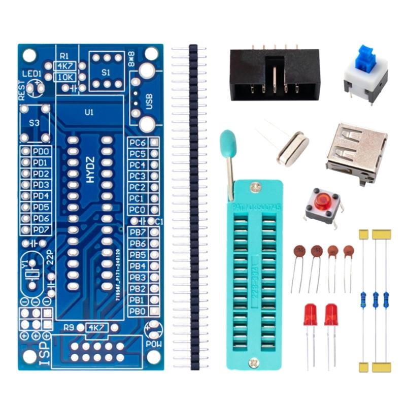 

ATmega8 ATmega48 ATMEGA88 Development Board AVR Electronic Module Board USB Port Microcontroller Soldering Project 1