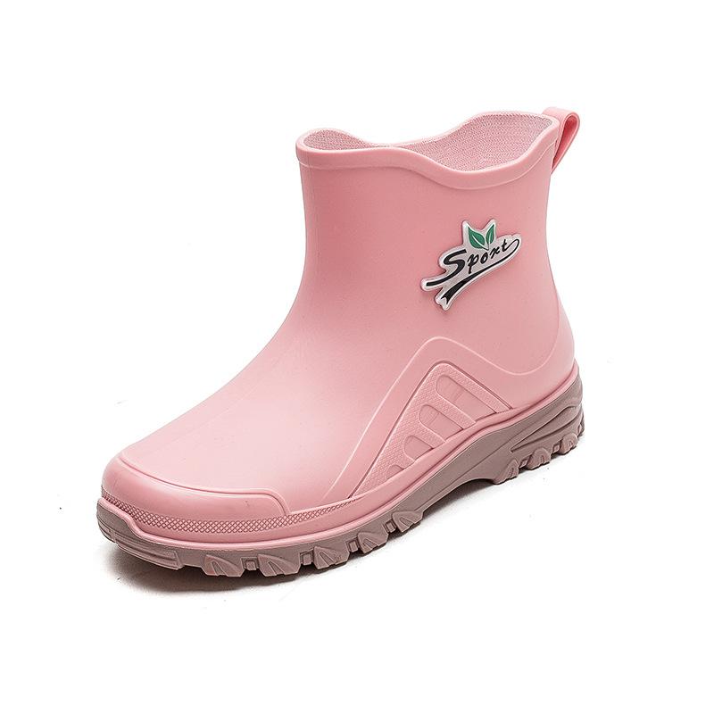 Fashion outer rain shoes female adult short rain boots waterproof shoes warm and non-slip water boots student short rubber shoes fashion