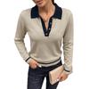 TikTok Europe 2026 Autumn/Winter Women's Color Block Polo Collar Knit Sweater
