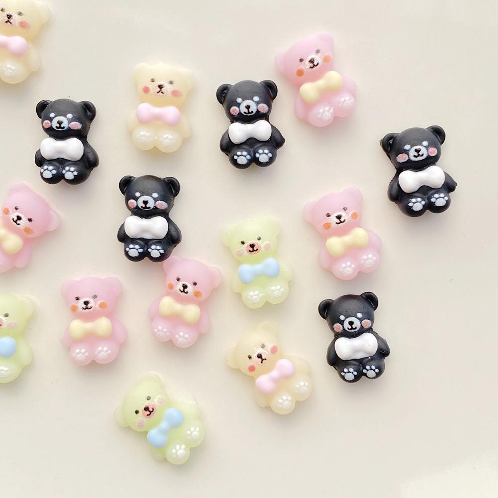 50pcs Mix Resin Colorful Mini Bow tie teddy bear Nail Art Flatback Stone Applique DIY Christmas Charms Scrapbook Decor Crafts