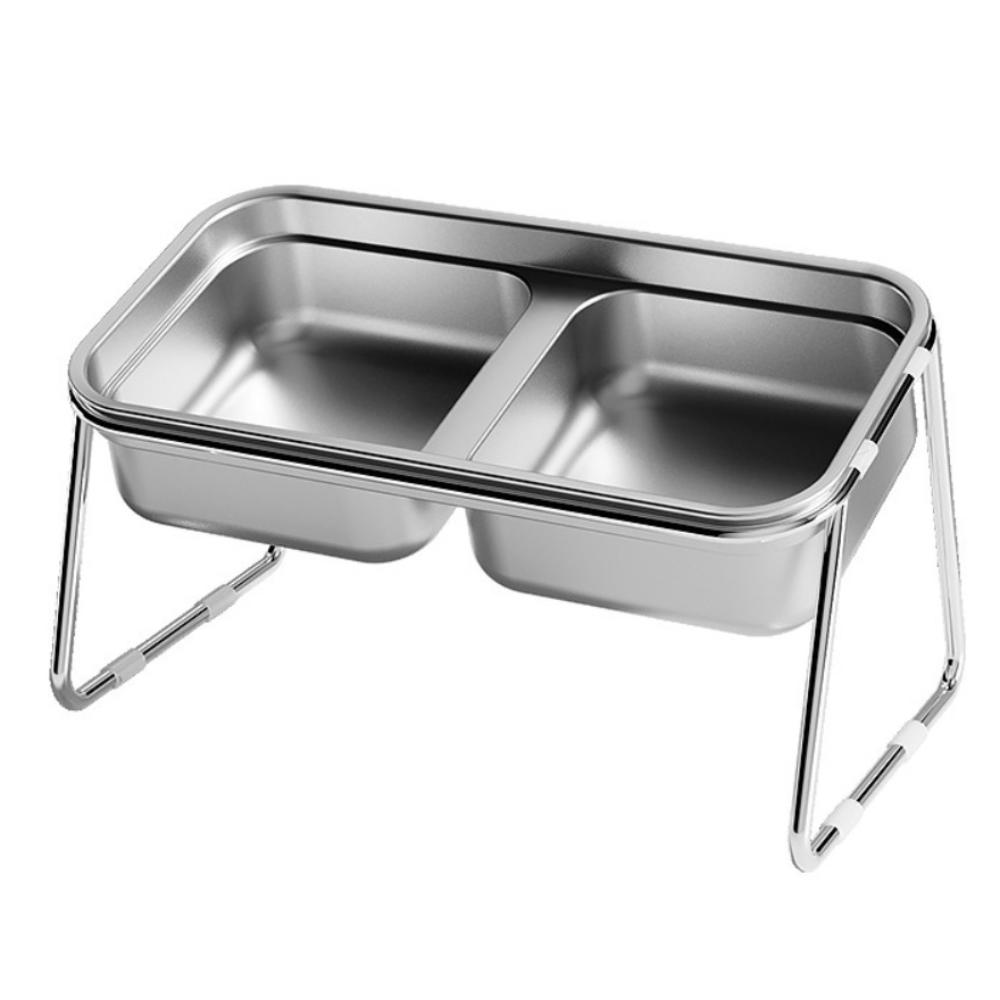 Anti Slip Pet High Footed Bowl Stainless Steel Pet Water Feeder Container  Wet Dry Food