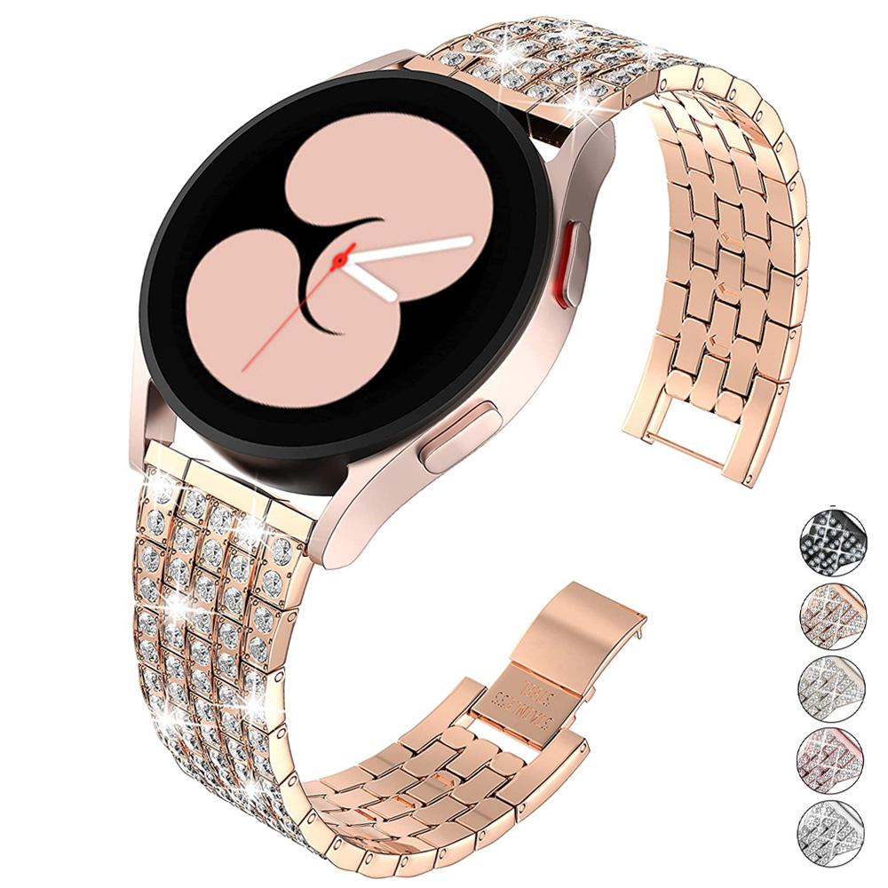 20mm 22mm dirželis Samsung Galaxy Watch 4/5/6/pro/classic 43mm 47mm 45mm Metalinis deimantinis apyrankės correa HUAWEI GT 2e 3 pro dirželis