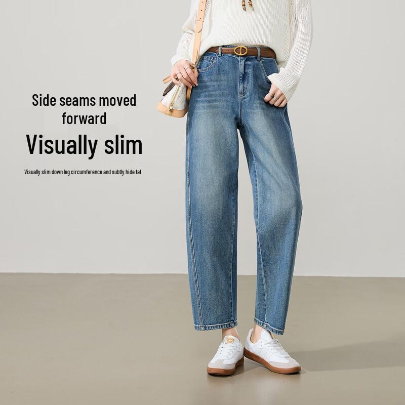 ESE-Y Women's Fade-Resistant Lyocell-Cotton Loose Fit Tapered Jeans