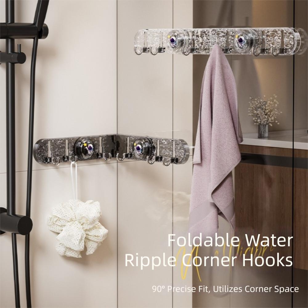 Folding Suction Cup Row Hook Punch-Free 6 Hooks Bathroom Towel Rack Corrugated Row Hook Wall Mounted Coat Hanger