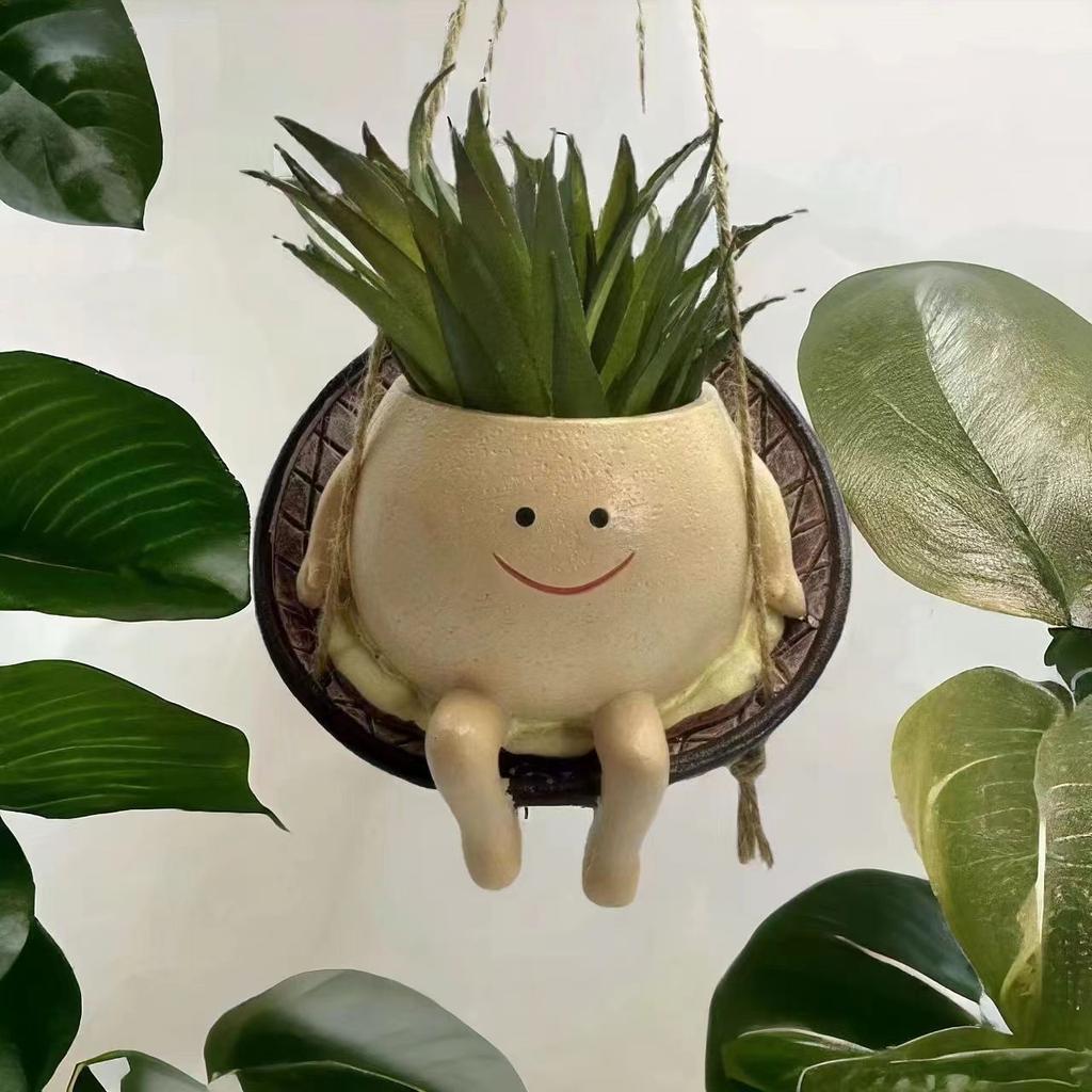 Resin Modern Minimalist Cartoon Pattern Cross-border New-style Cute Succulent Swing Flower Pot Craft Creative Home Decor Planter