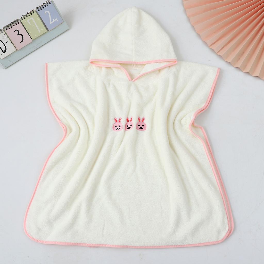 70*140 Coral Fleece Hooded Towel Poncho Kids Bath Robe Baby Shower Absorbent Bathing Wrap