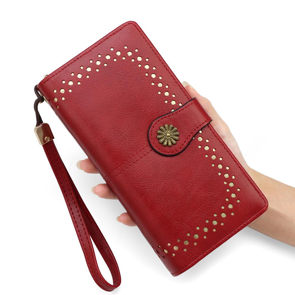 Женский кошелек-клатч кожаный женский длинный кошелек женский кошелек на молнии с ремешком сумка для денег