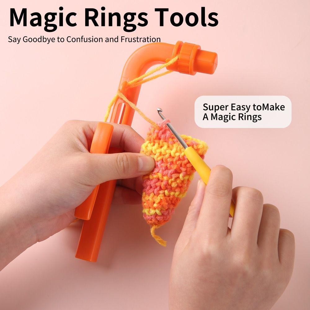 DIY Bastel-Häkelnadel-Halter Garn Stricknadel Maschen Magischer Ring Häkelwerkzeug 3 in 1 Häkelnadeln Set