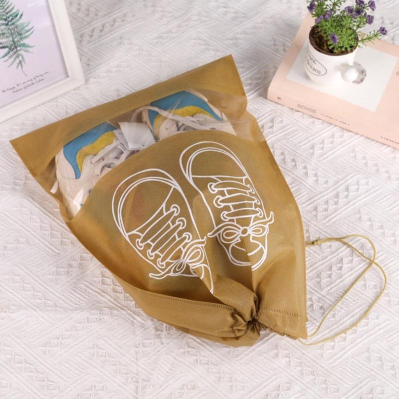 10Pcs/Set Shoe Dust Covers Non-Woven Dustproof Drawstring Clear Storage Bag Travel Pouch Bags Drying Shoes Protect Shoes