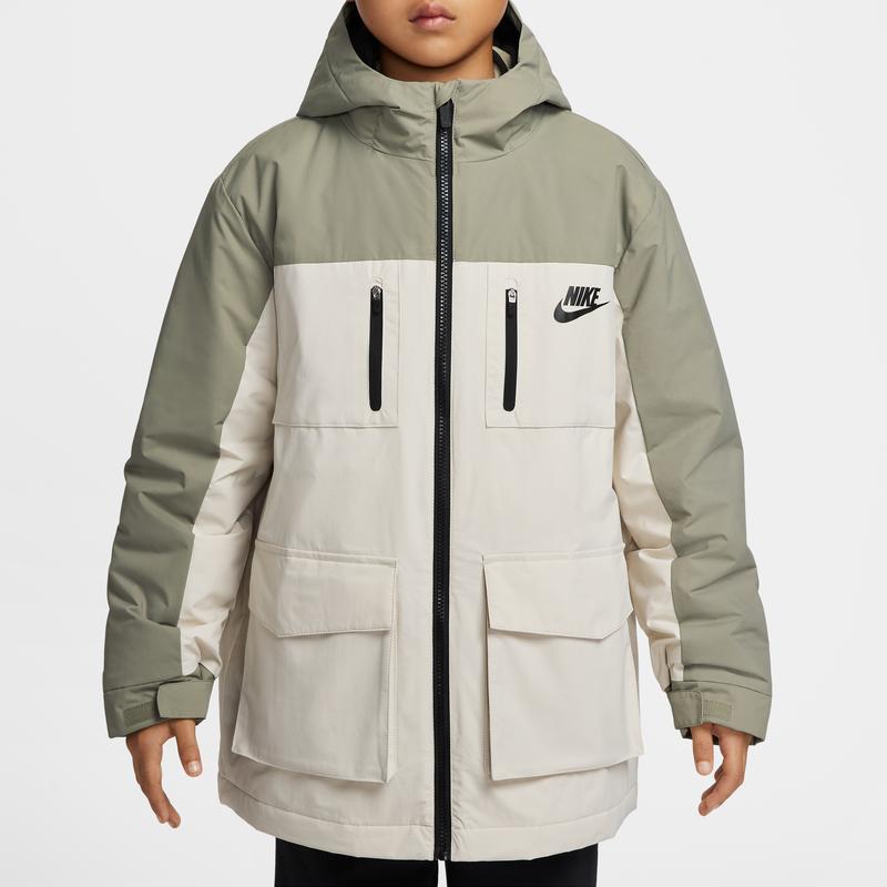 Nike Water-Resistant Fleece Three-In-One Letter Long Sleeve Color Block Hooded Jacket Set Kids jackets IR0023-320