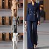 Double Breasted Suit Set with Gold Buttons In Multiple Colors