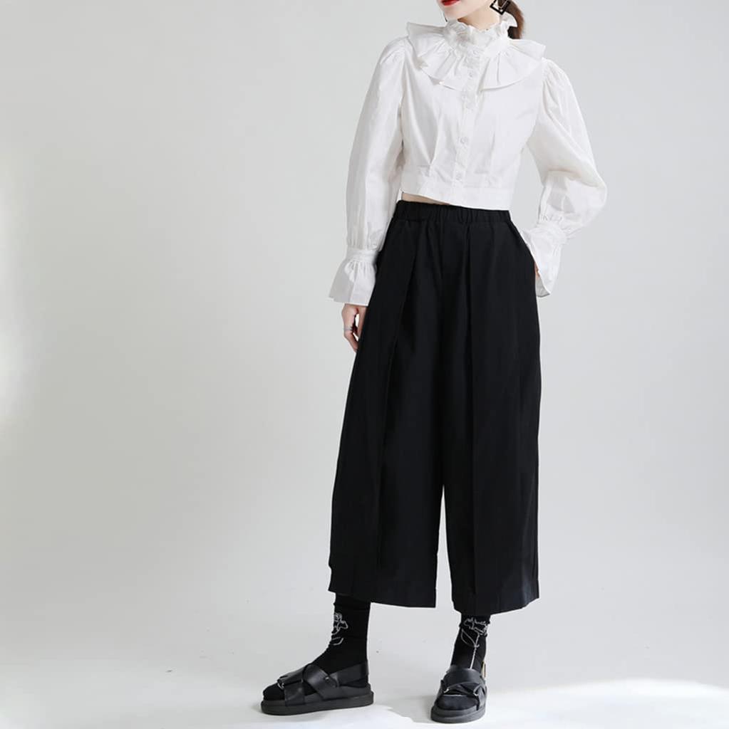 SISOFTLY Wide Leg Loose Gaucho Long Ankle Casual Balloon Solid Elastic Loose Fit One Women's Pants, Fit, Spring/Autumn Pants, Pants, Pants, Pants,