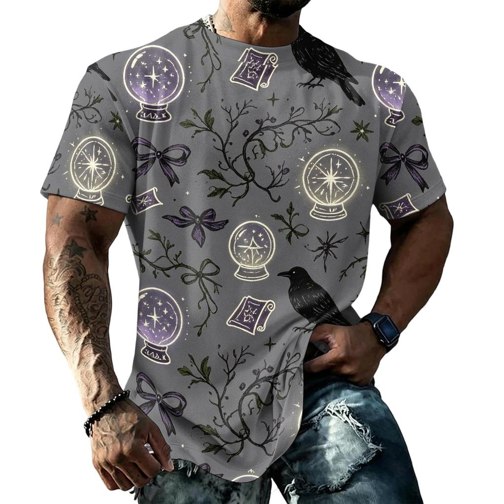 Unisex Loose Fit Casual Short Sleeve T Shirt Halloween Themed Print Top Comfortable Everyday Wear
