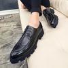 Thick-soled Heightened Pointed Leather Shoes 2025 Autumn New Business Leisure Lace-up Trend British Leather Shoes