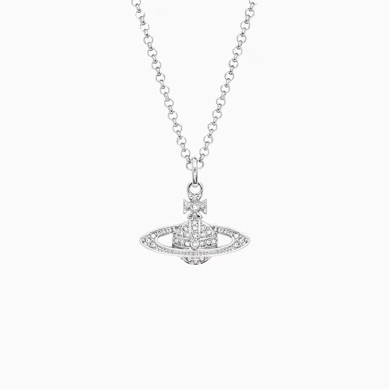 Elegant And Luxurious Saturn Necklace For Women Geometric Design With Sparkling Inlaid Diamonds