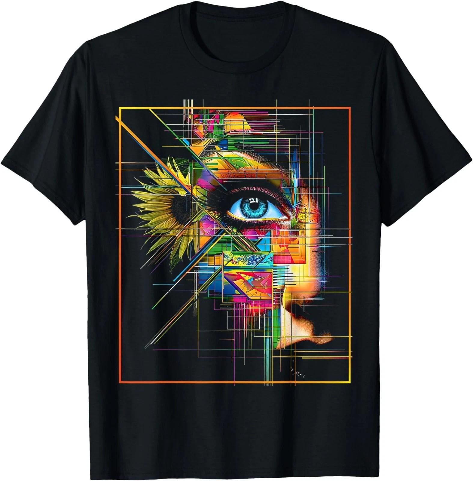 Eye Sunflower Artwork Colorful BLACK T-Shirt Unisex T-Shirt L