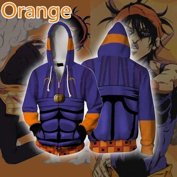 

Толстовки на молнии с 3D принтом японского аниме «Невероятные приключения Джоджо», модные толстовки с капюшоном для косплея, куртка XXL