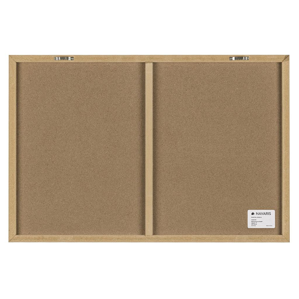 Navaris Magnetic Board, MDF Whiteboard, Wall-Mounted Chalkboard - Memo Board, Desk Panel, Display Board with Pen, 60x40cm, Lamp Design