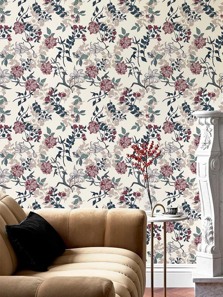 

Ретро Виниловые Съемные Обои с Цветочным Принтом Шикарный Цветок ПВХ Самоклеящаяся Наклейка для Декора Стен Классический Розовый Стикер для Мебели и Шкафов 44cmx300cm