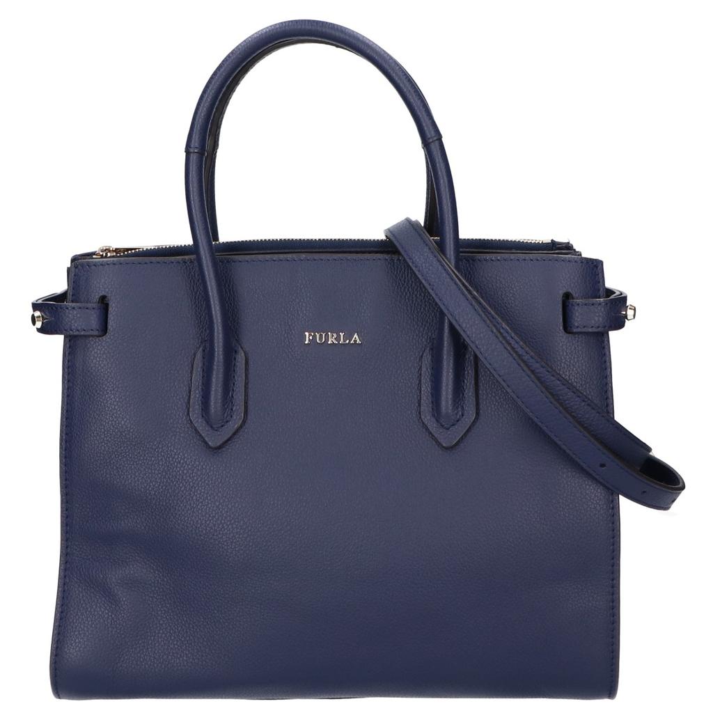 FURLA [Beautiful Condition] PIN S 2WAY Tote Bag NavyUsed